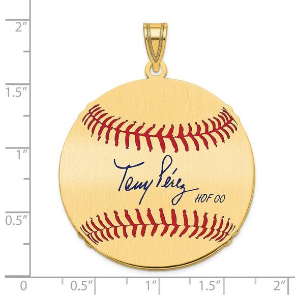 14K Gold Plated Tony Perez Signature LG Enamel Baseball Pendant